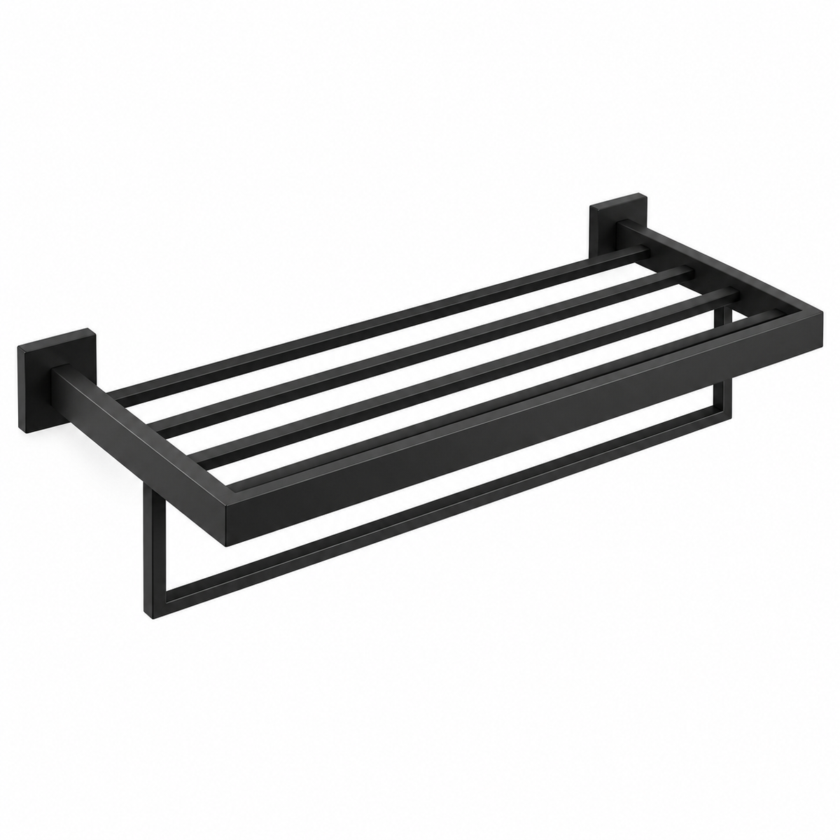 EKKO E013168B Black Towel Shelf with Towel Rail