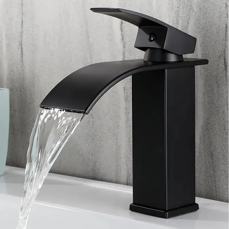 EKKO E131282B Tall Black Waterfall Basin Mixer